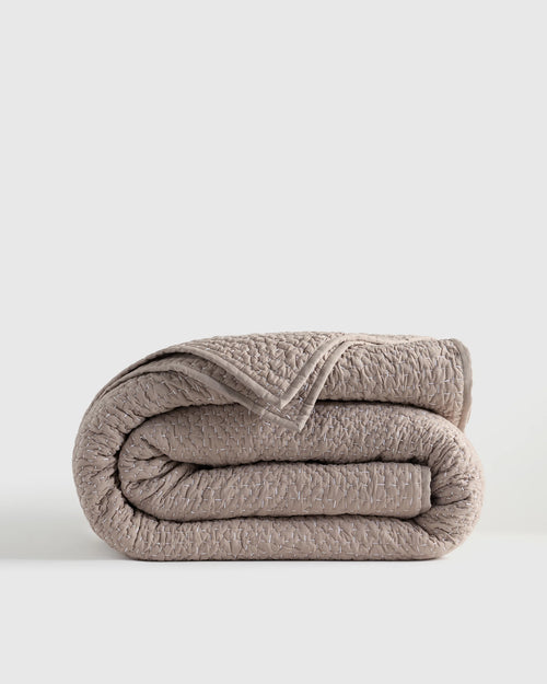Organic Cotton Hand Stitched Quilt - Twin / Stone