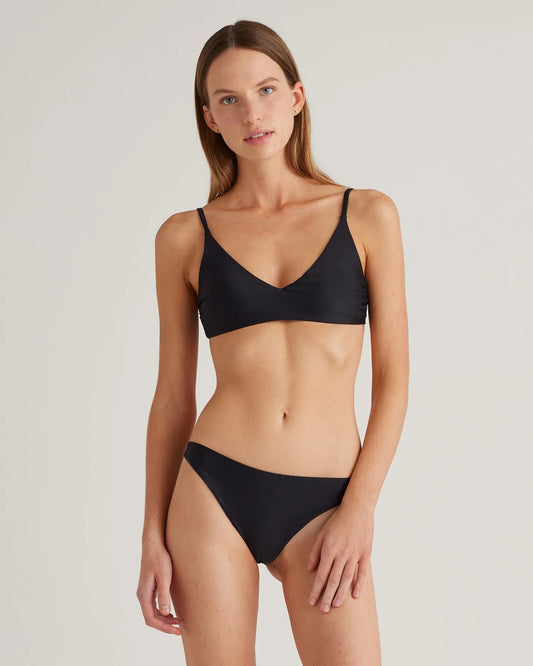 Italian V-Neck Bikini Top - XS / Black