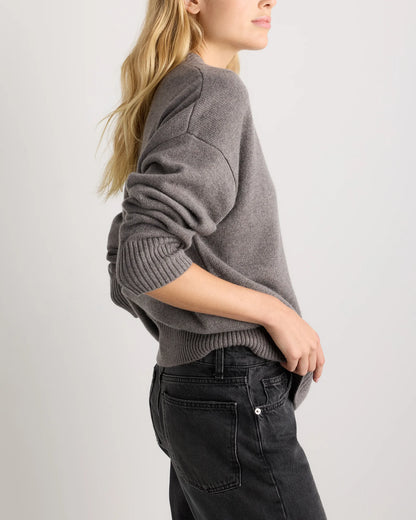 Mongolian Cashmere Oversized V-Neck Sweater - XS / Elk Brown