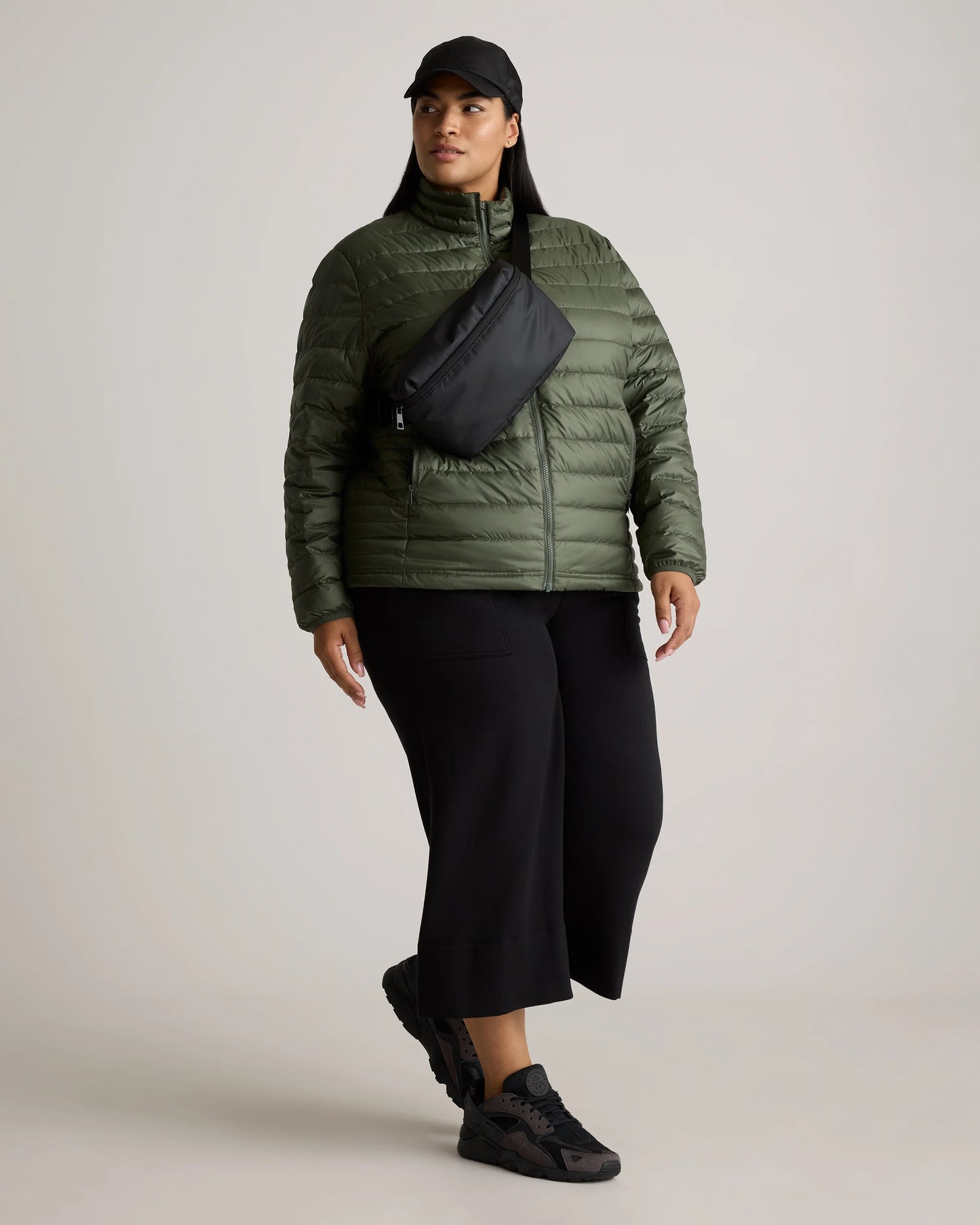 Lightweight Down Packable Puffer Jacket - 1X / Black