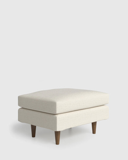 Atlas Midcentury Ottoman in Performance Chenille Linen Blend - 31.5" / Snow