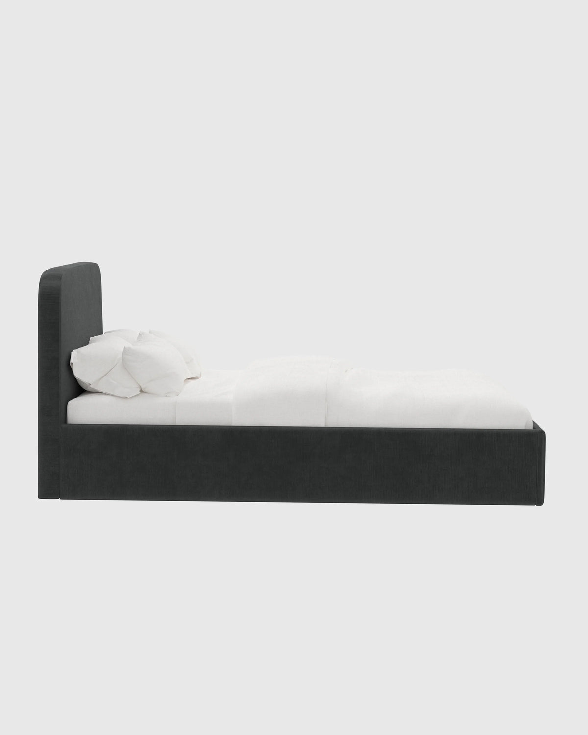 Curved Bed in Performance Velvet - Full / Walnut