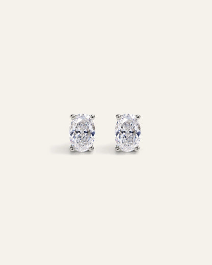 14K Gold Lab Grown Diamond Oval Solitaire Studs - 1ctw - One Size / Yellow Gold