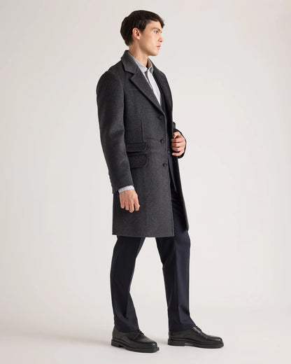 100% Mongolian Cashmere Double-Faced Overcoat - S / Heather Graphite