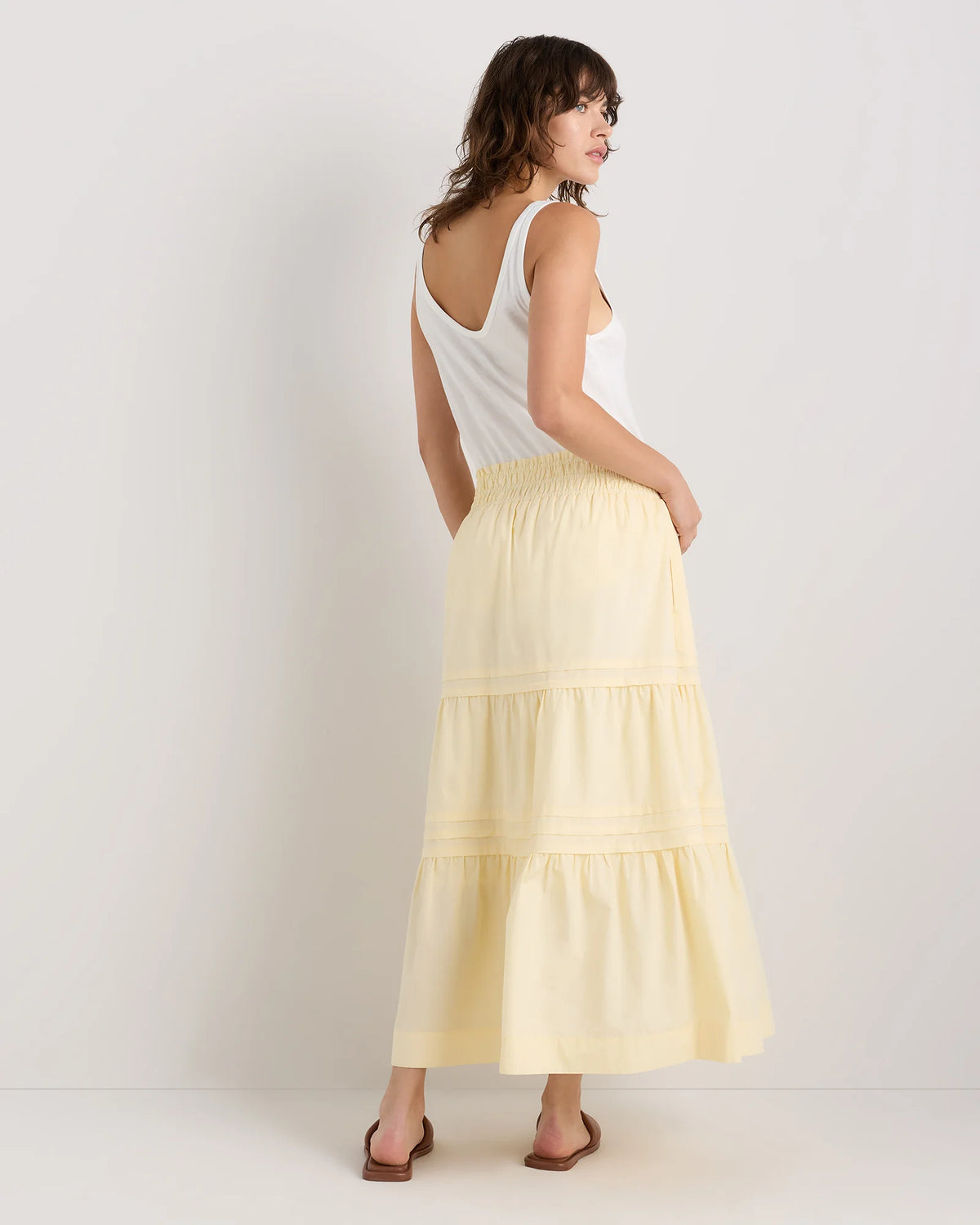 100% Organic Cotton Poplin Tiered Maxi Skirt - XS / Black