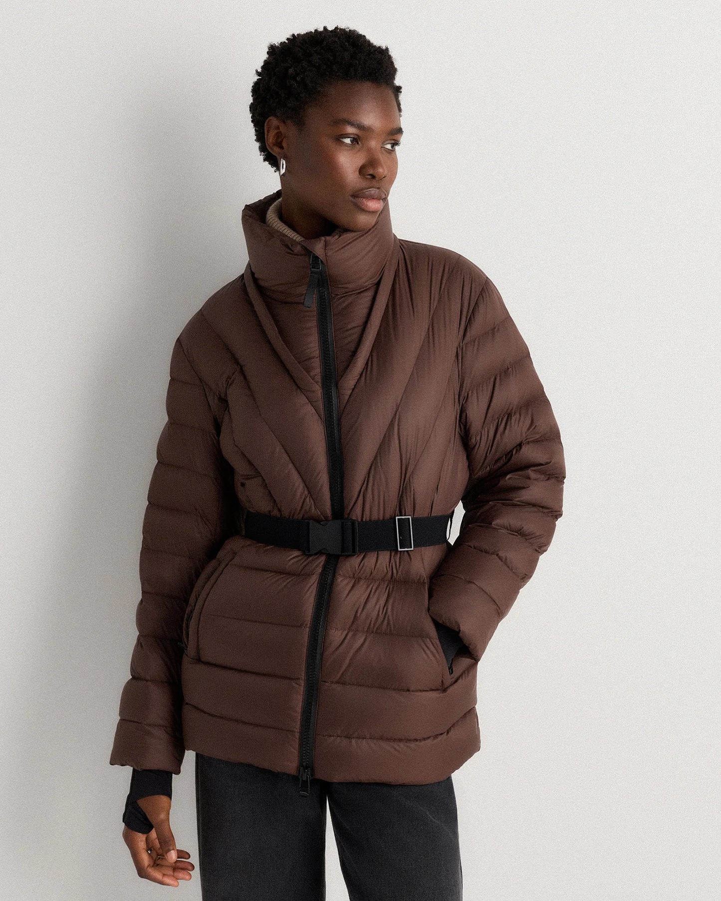 Responsible Down Belted Puffer Coat - XS / Hot Fudge
