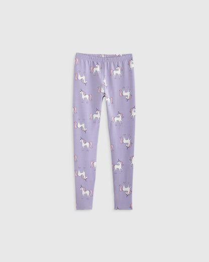 Organic Cotton Leggings 4-Pack - 12 / Poppy Floral/Lilac Unicorn
