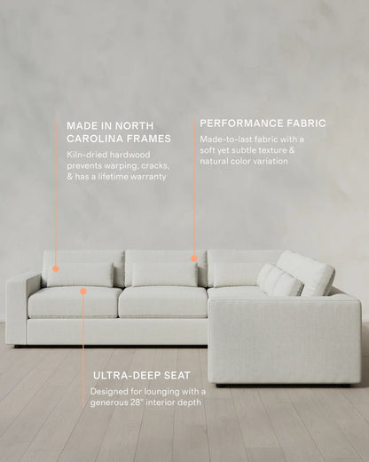Ashford Deep Seat L Sectional in Performance Chenille Linen Blend - 119x119 / Sorrell