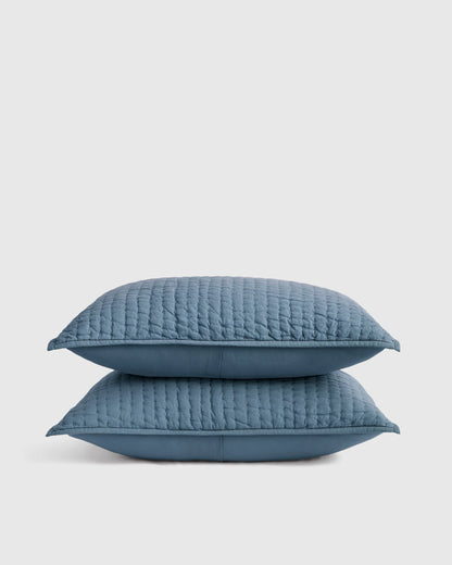 European Linen Cotton Stitch Sham Set - Standard / Stone