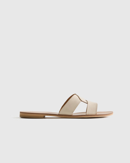 Italian Leather Cutout Slide Sandal - 5 / Shell Pink