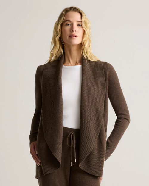 Mongolian Cashmere Open Cardigan Sweater - XS / Brown