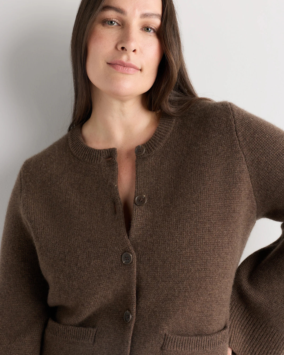 Mongolian Cashmere Structured Cardigan - 1X / Oatmeal