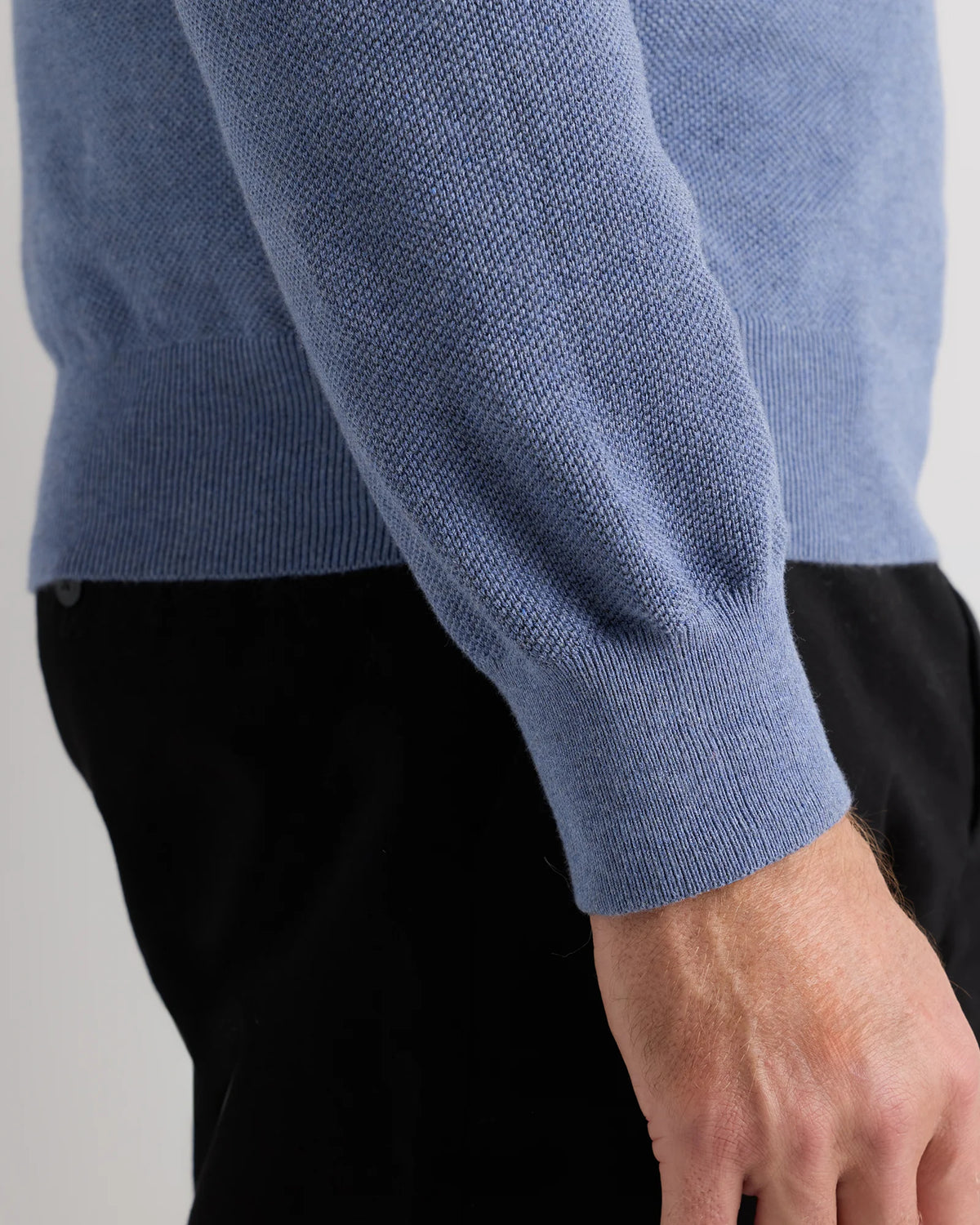 100% Organic Cotton Pique Crewneck Sweater - S / Moonstone Blue