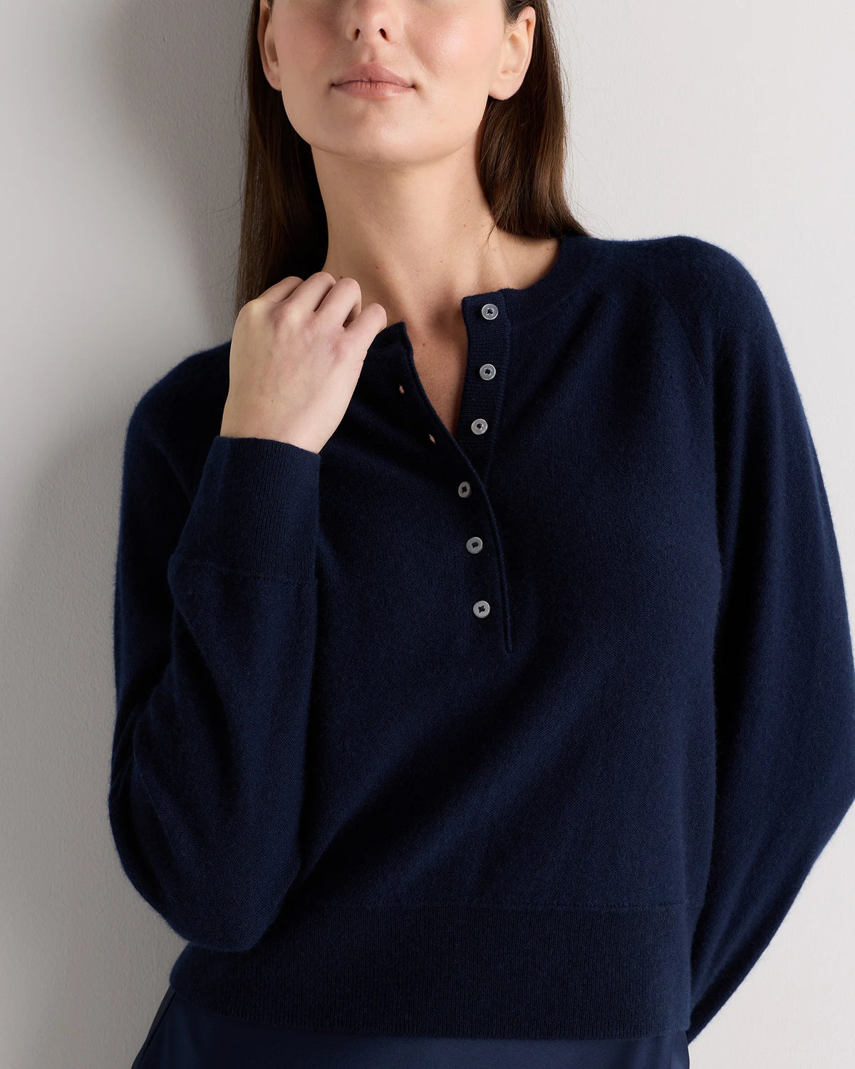 Mongolian Cashmere Dolman Sleeve Henley Sweater - XS / Oatmeal