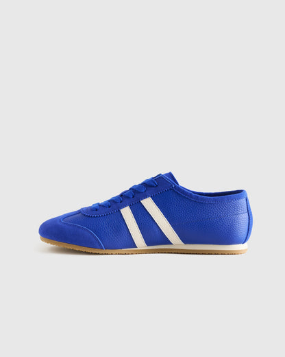 Italian Leather & Suede Low Profile Sneaker - 5 / Electric Blue