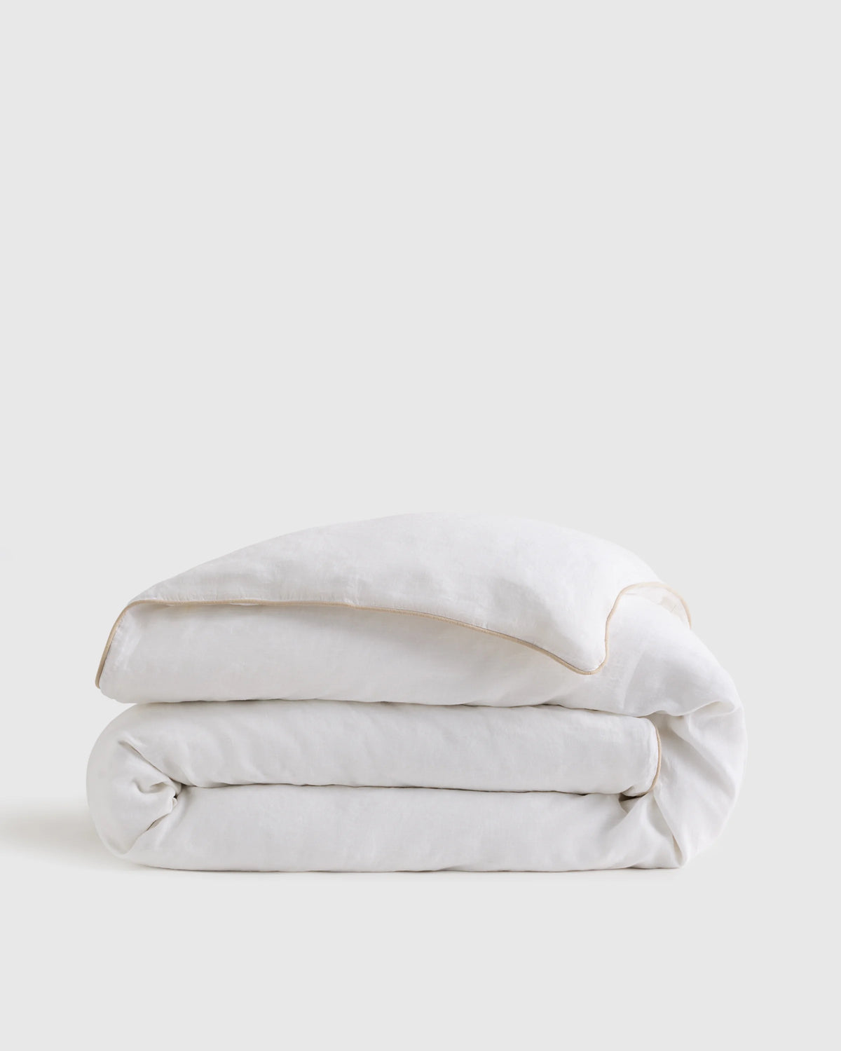 European Linen Piped Duvet Cover - Twin / White/Cherry