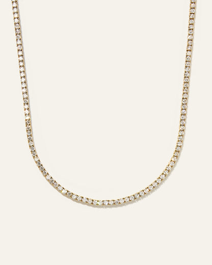14K Gold Lab Grown Diamond Tennis Necklace - 7ctw - 16" / Yellow Gold