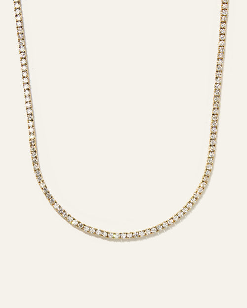 14K Gold Lab Grown Diamond Tennis Necklace - 7ctw - 16" / Yellow Gold