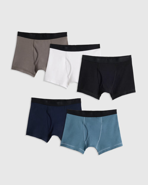 Boys Organic Cotton Boxer Brief 5-Pack - 6 / Solid Neutral Multi Pack