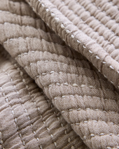Organic Cotton Channel Stitch Coverlet Set - Twin / Coral Pink