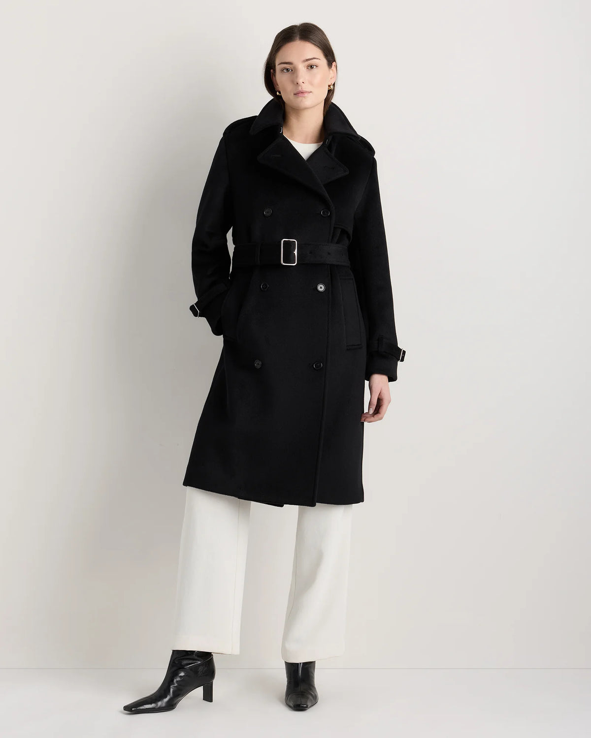 100% Mongolian Cashmere Trench Coat - XS / Heather Taupe
