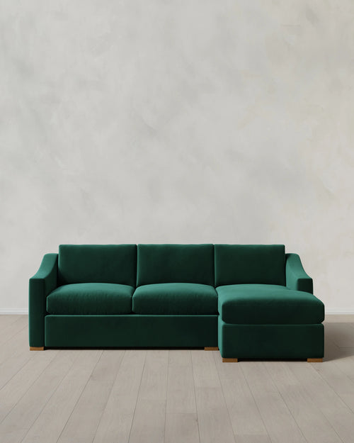 Hollis Slope Arm Chaise Sectional in Performance Velvet - 104" Right Arm / Spruce