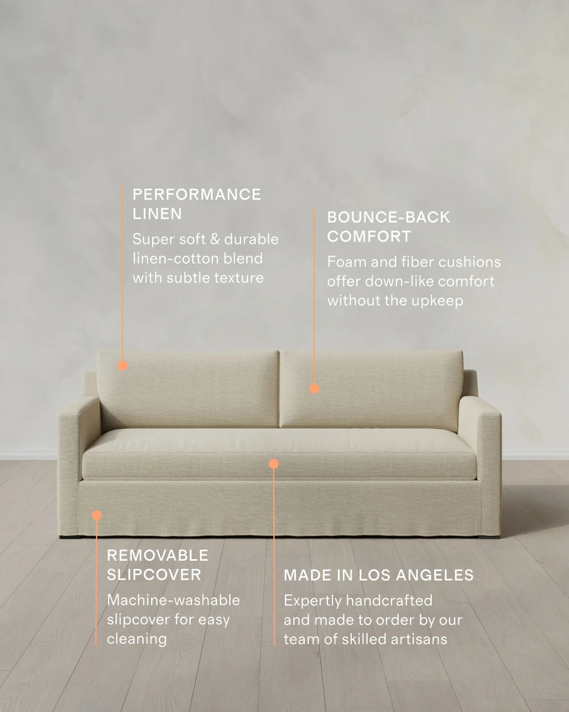 Ellery Slipcover Sofa in Performance Linen - 7ft / Sand