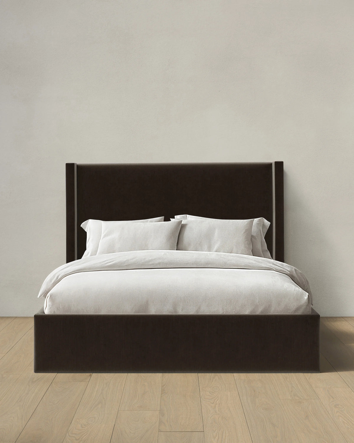 Wingback Bed in Performance Velvet - Full / Walnut