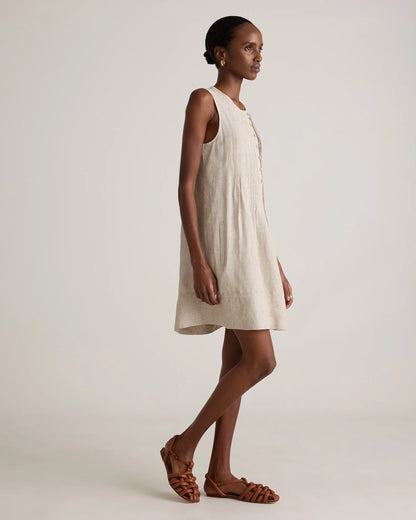 100% European Linen Sleeveless Swing Dress - XS / Classic Mini Gingham
