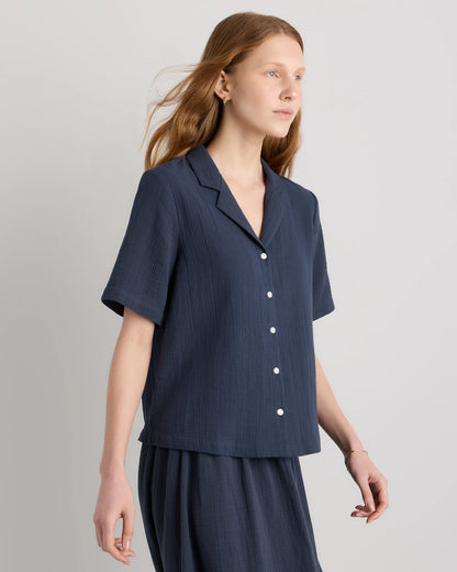 100% Organic Cotton Gauze Short Sleeve Shirt - XS / Amaranth Pink