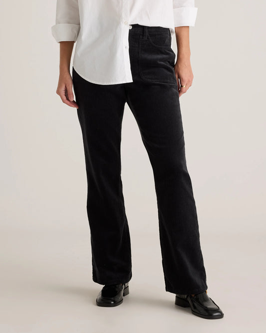 Organic Stretch Corduroy Flare Pants - 0 / Black