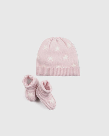 Washable Cashmere Beanie & Bootie Set - 0-6M / Heather Grey