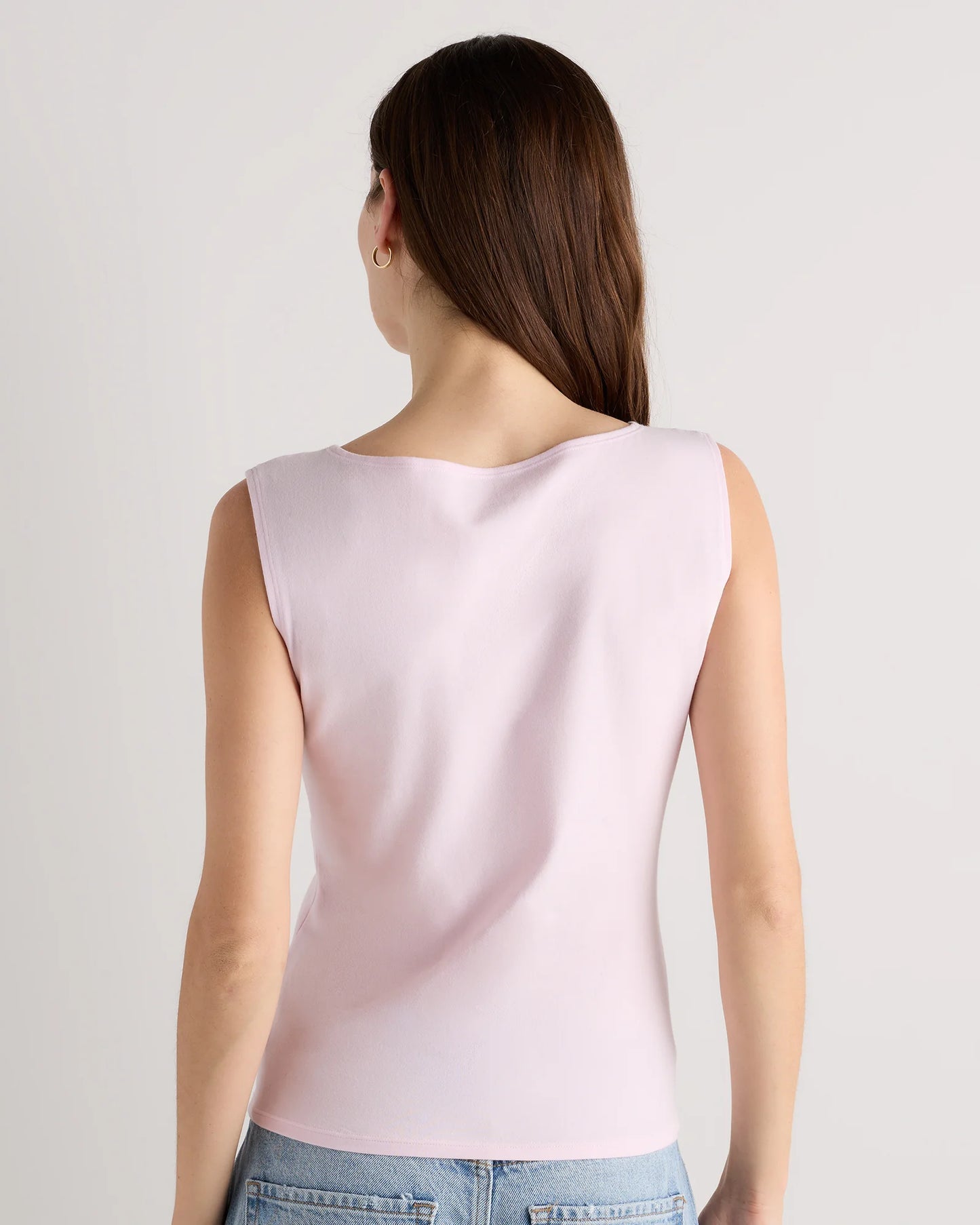 Stretch Cotton Jersey Boat Neck Tank - XS / Heather Grey