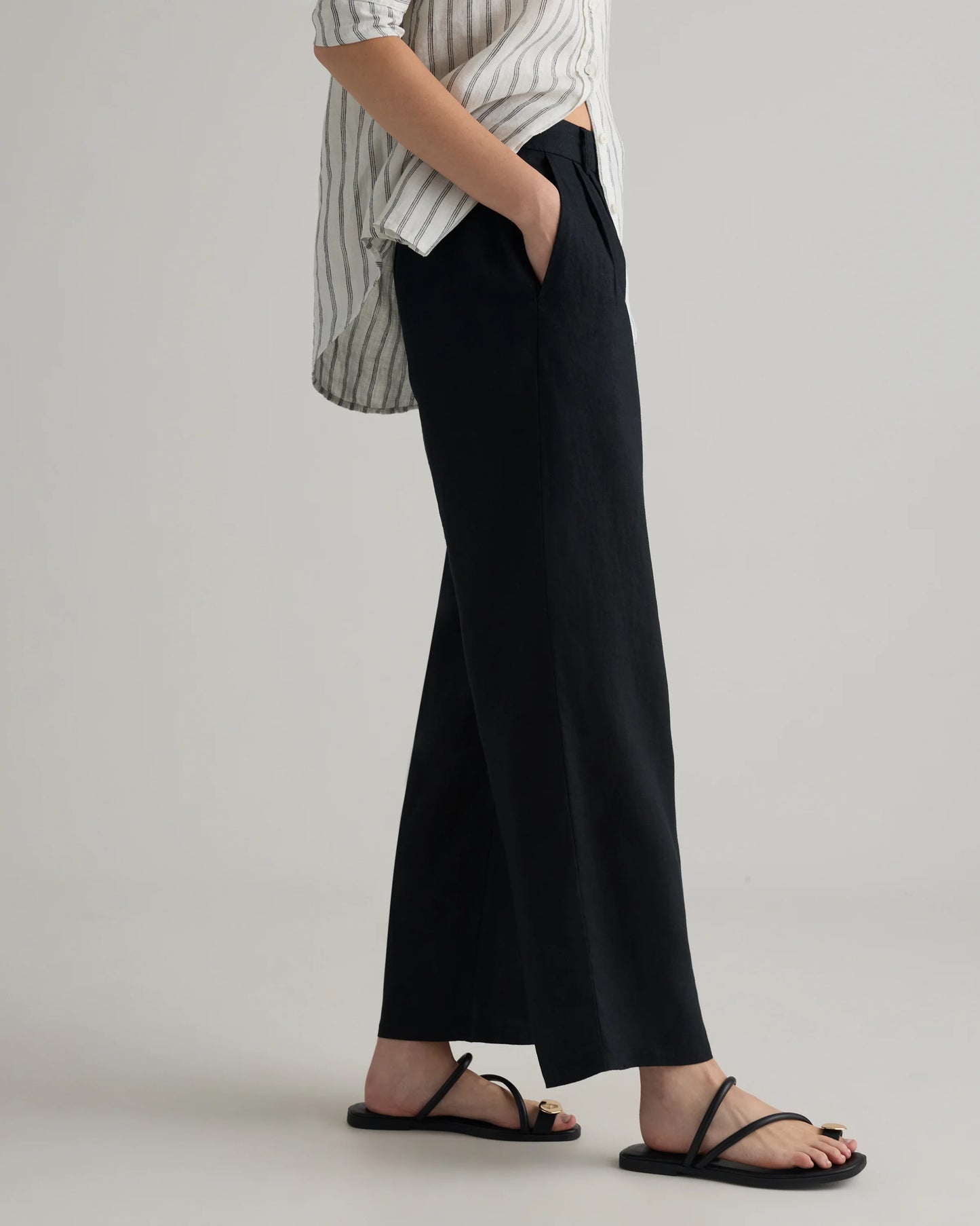 100% European Linen Pleated Trouser - 0 / Bayberry Olive