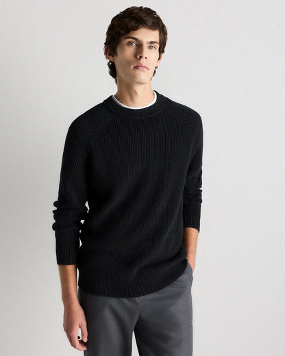 100% Organic Cotton Ribbed Crewneck Sweater - XS / Bahia Blue