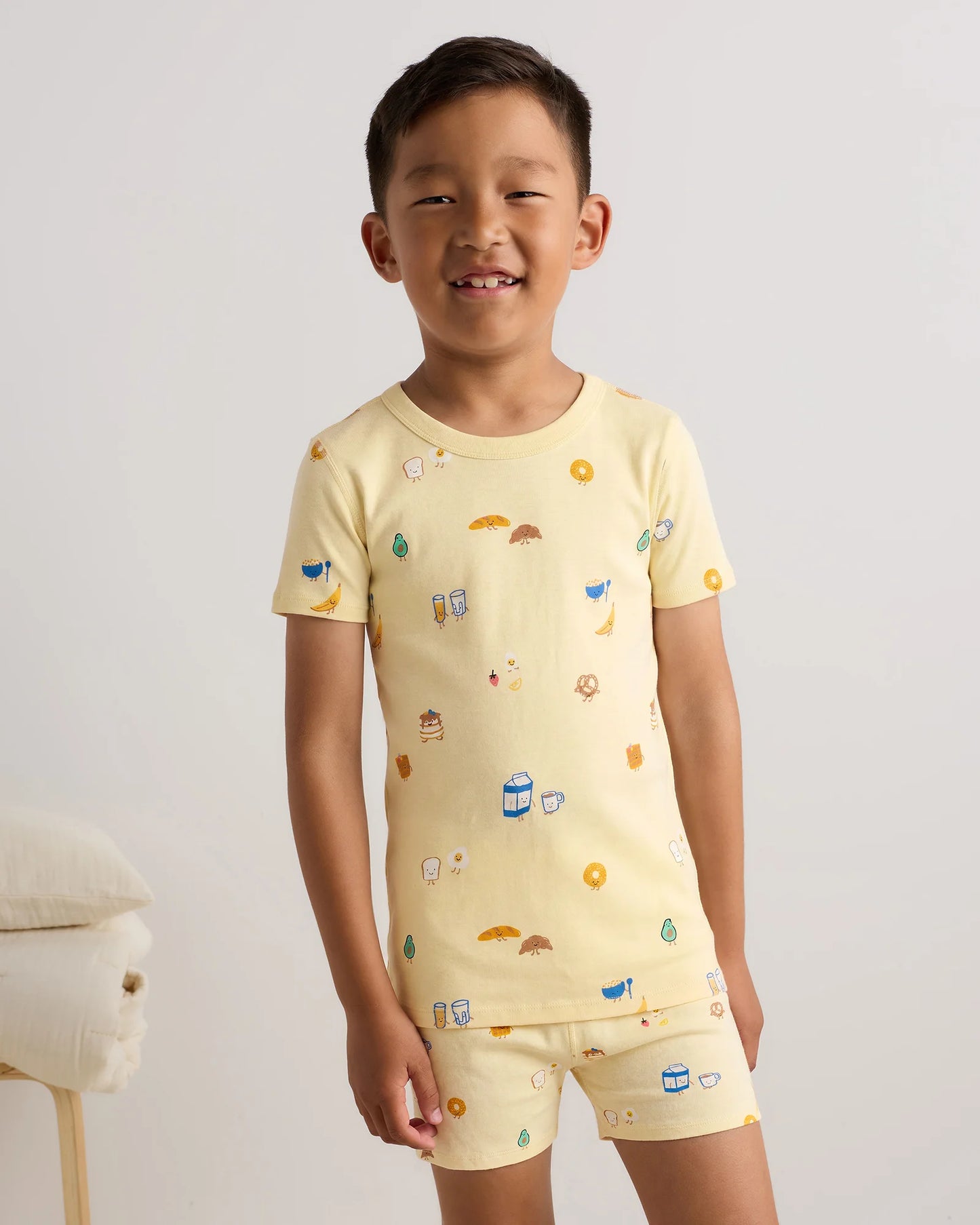 100% Organic Cotton Short Sleeve and Shorts Pajama Set - 6 / Navy Stripe