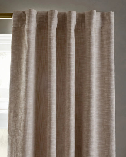 Textured Cotton True Blackout Curtain - 48x84 / White