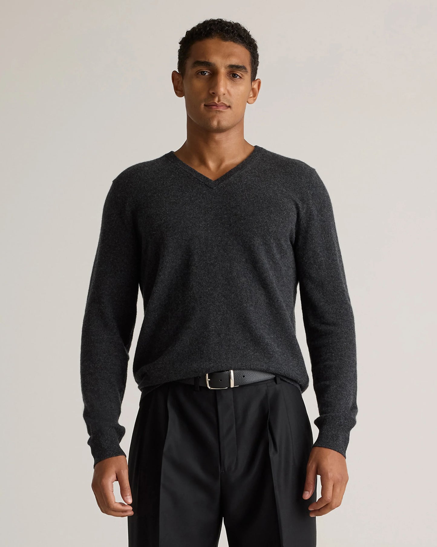 Mongolian Cashmere V-Neck Sweater - S / Oatmeal