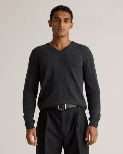Mongolian Cashmere V-Neck Sweater - S / Oatmeal