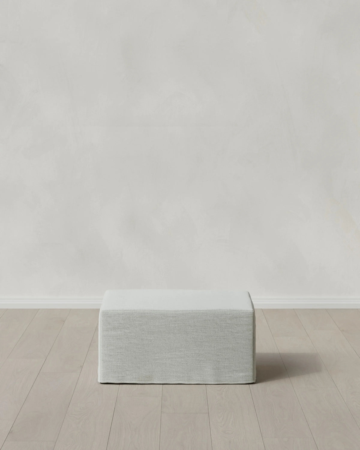 Ellery Slipcover Ottoman in Performance Linen - One Size / Sand