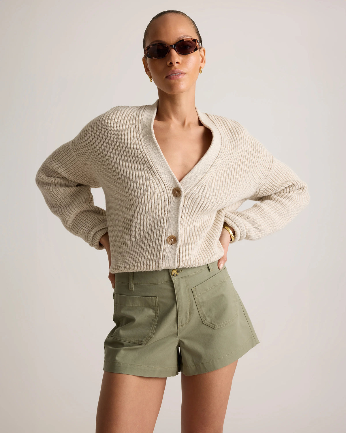 Stretch Cotton Chino Patch Pocket Shorts - 0 / Frost