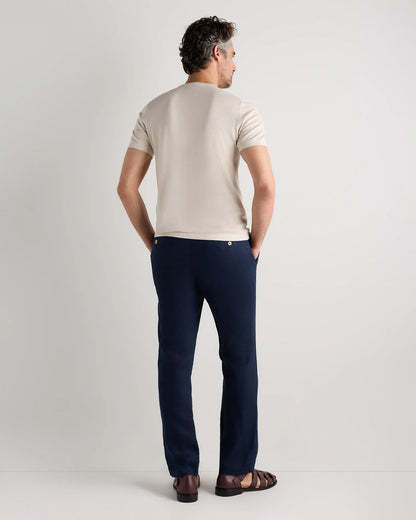 Cotton-Silk Short Sleeve Crewneck Sweater - S / Navy
