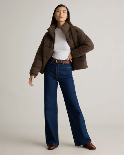 Mongolian Cashmere Puffer Jacket - XS / Brown
