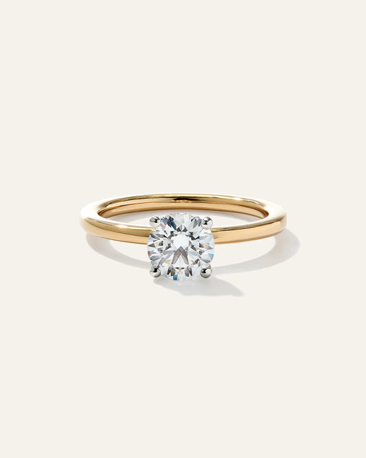 Lab Grown Diamond Round Petite Hidden Halo Engagement Ring - 1ct - 4 / Yellow Gold