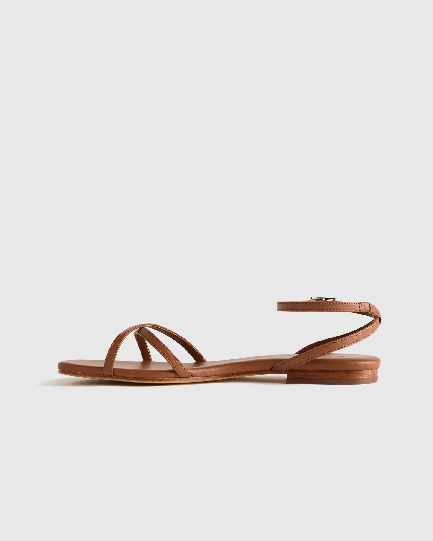 Italian Leather Ankle Strap Sandal - 5 / Cognac