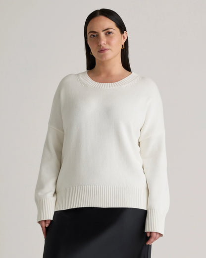 100% Organic Cotton Boyfriend Crew Sweater - 1X / Shell Pink