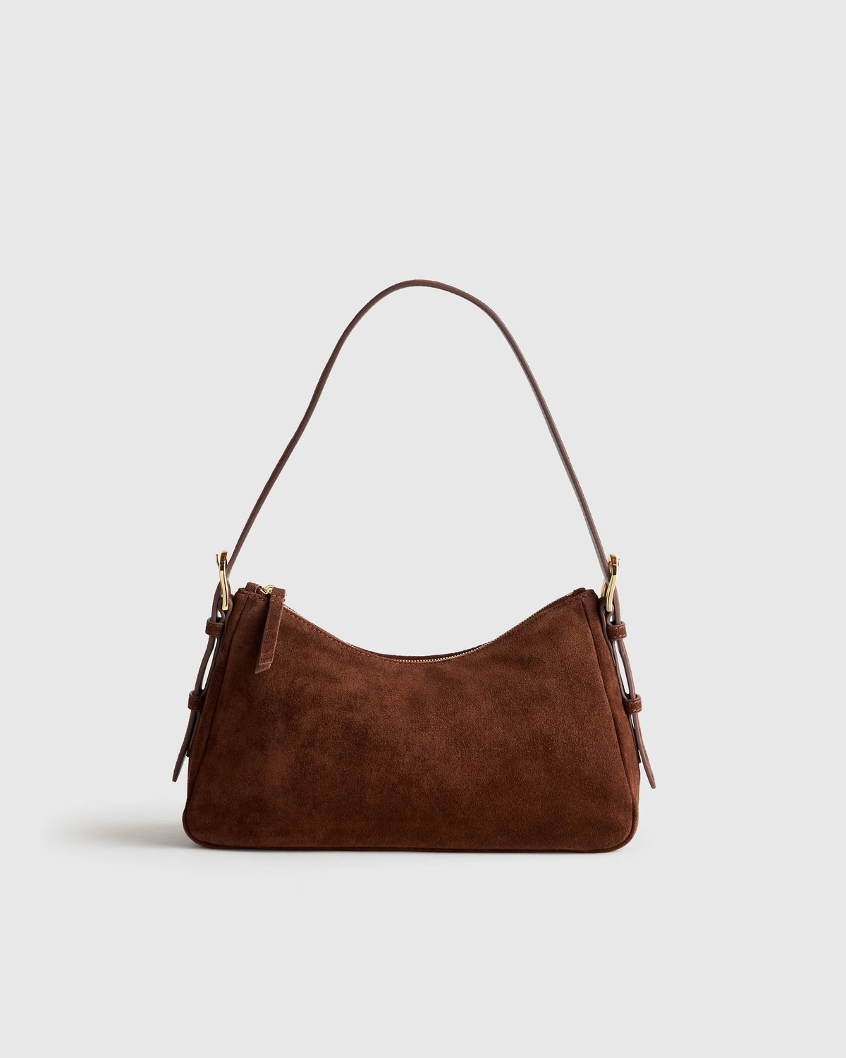 Italian Suede Small Shoulder Bag - One Size / Chocolate Brown