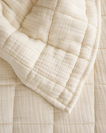 Organic Cotton Gauze Box Quilt - Twin / Mineral