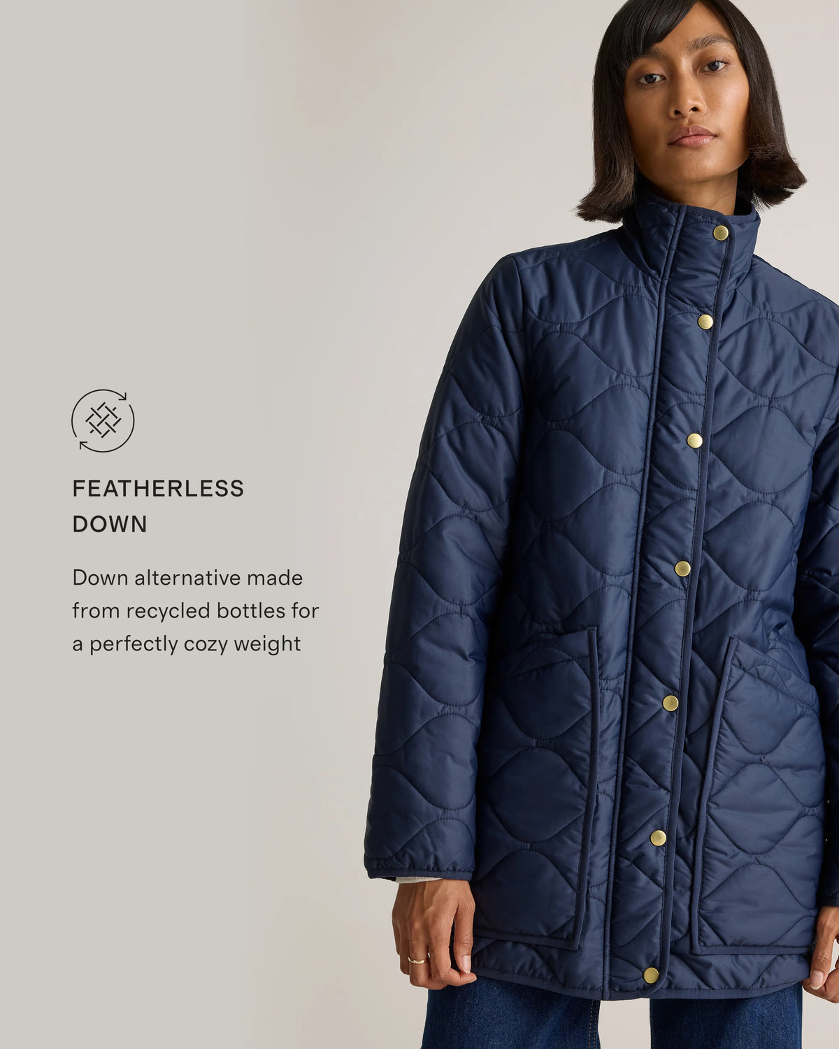 Featherless Quilted Long Puffer Jacket - XS / Silken White