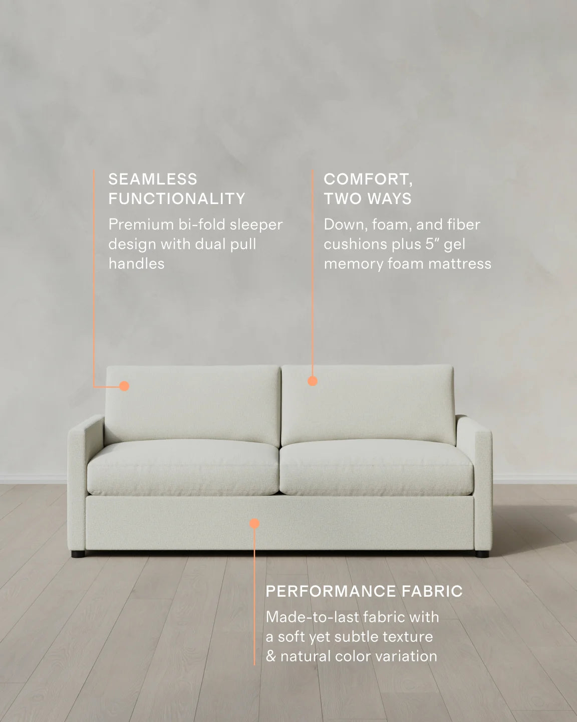 Brennan Sleeper Sofa in Performance Basketweave - Queen / Flax
